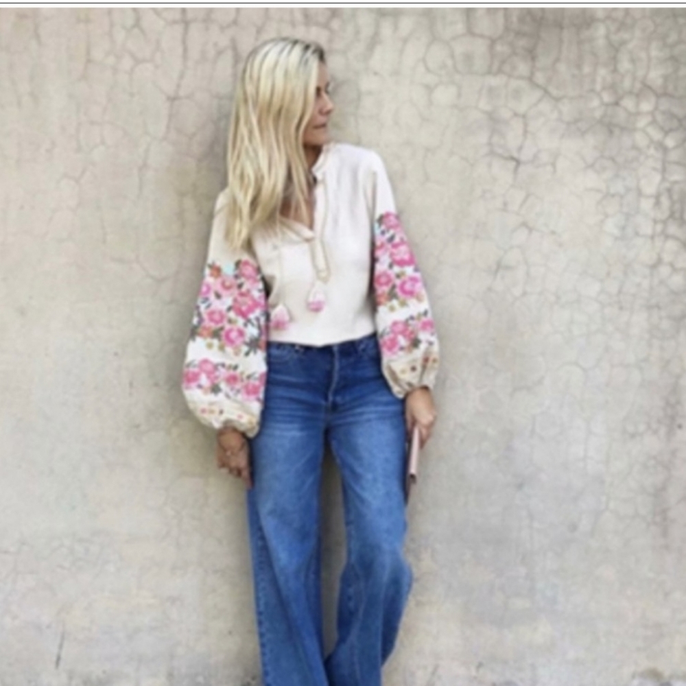 Gorgeous Boho Embroidered Sleeve Blouse - Picture 7 of 7